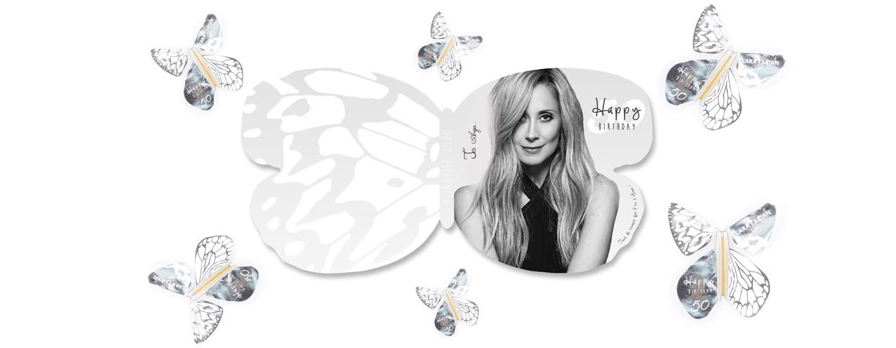 Surprise de lara Fabian en voyant les papillons magiques